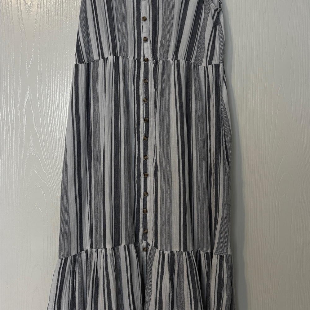Time and Tru Black and White Striped Maxi Dress